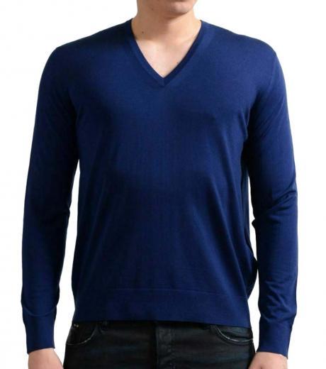 dark blue v-neck pullover sweater