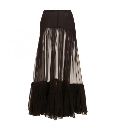 dark brown flounced long skirt