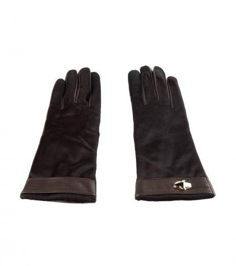dark brown logo gloves