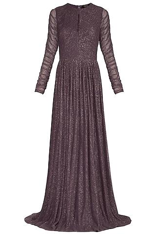 dark brown pleated gown