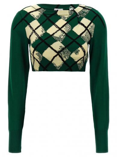 dark green argyle pattern sweater