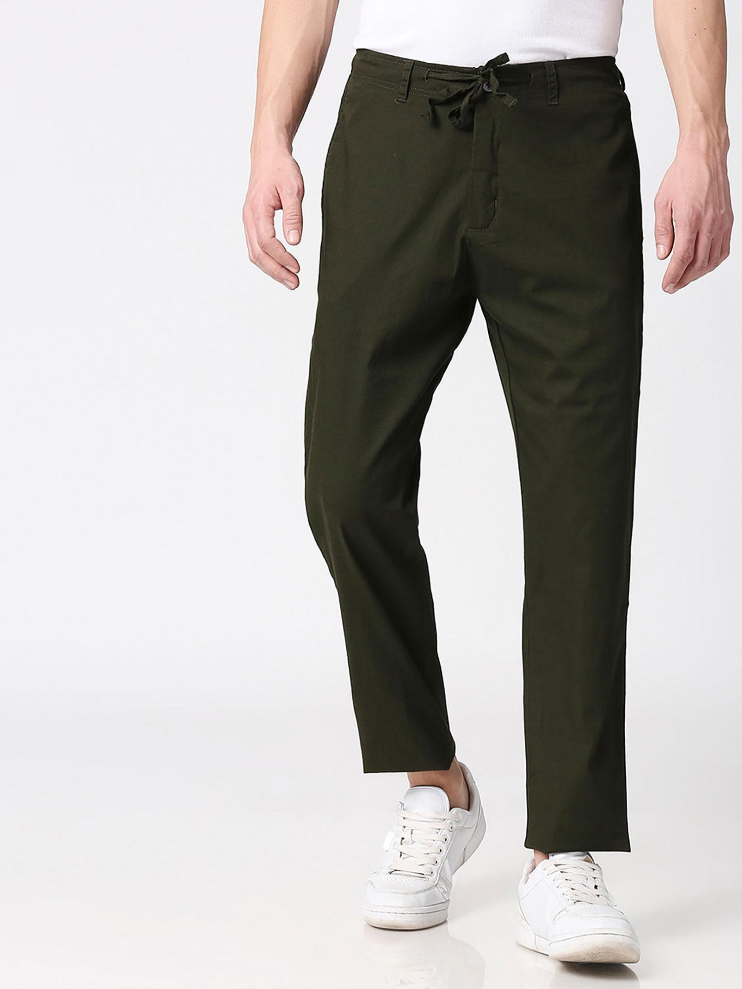 dark green casual cotton trouser