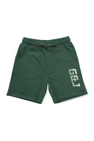 dark green printed knee length casual boys regular fit shorts