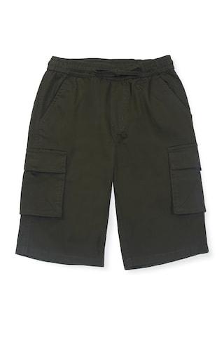 dark green solid knee length casual boys regular fit shorts