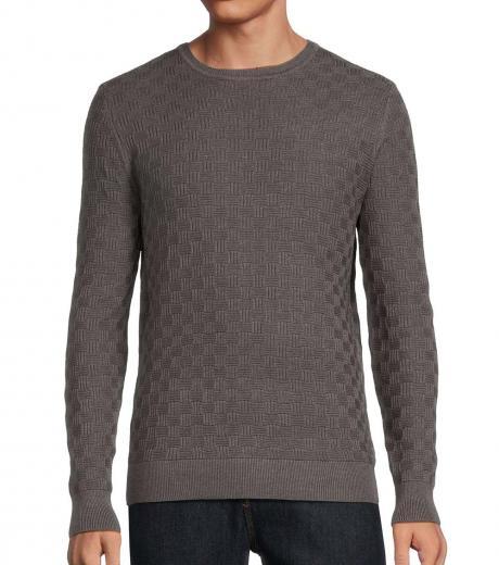 dark grey basketweave crewneck sweater