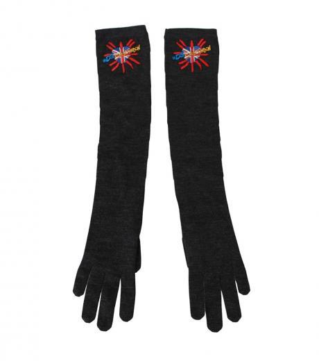 dark grey embroidered logo gloves
