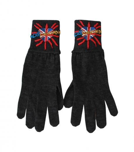 dark grey embroidered logo gloves