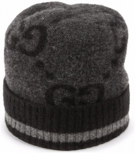 dark grey gg cashmere beanie hat