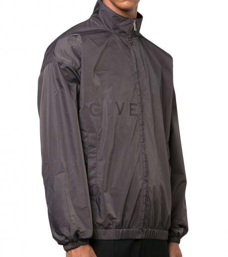 dark grey logo-print zip-up jacket