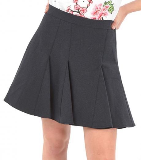 dark grey side zip a-line skirt