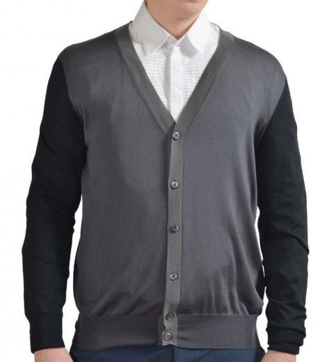 dark grey silk button down cardigan