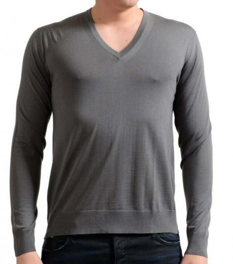 dark grey v-neck pullover sweater