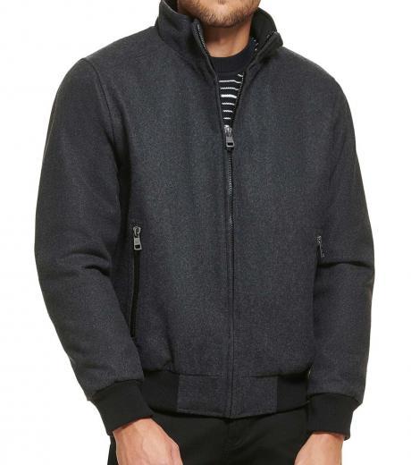 dark grey wool blend bomber jacket