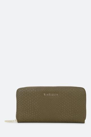 dark khaki textured casual leather women wallet