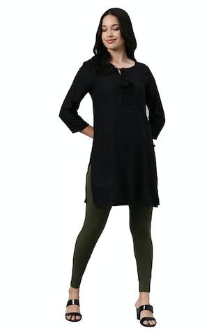 dark olive solid ankle-length ethnic women slim fit leggings