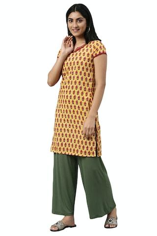 dark olive solid full length ethnic women relaxed fit palazzo