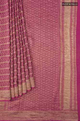 dark pink mysore crepe saree