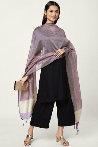 dark purple jacquard cotton polyester dupatta