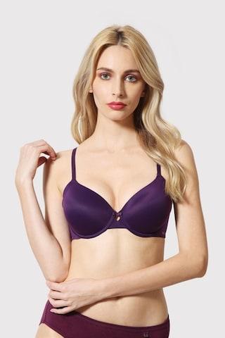 dark purple solid women regular fit bra