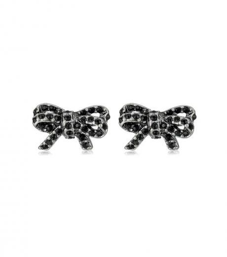 dark silver twisted pave bow earrings