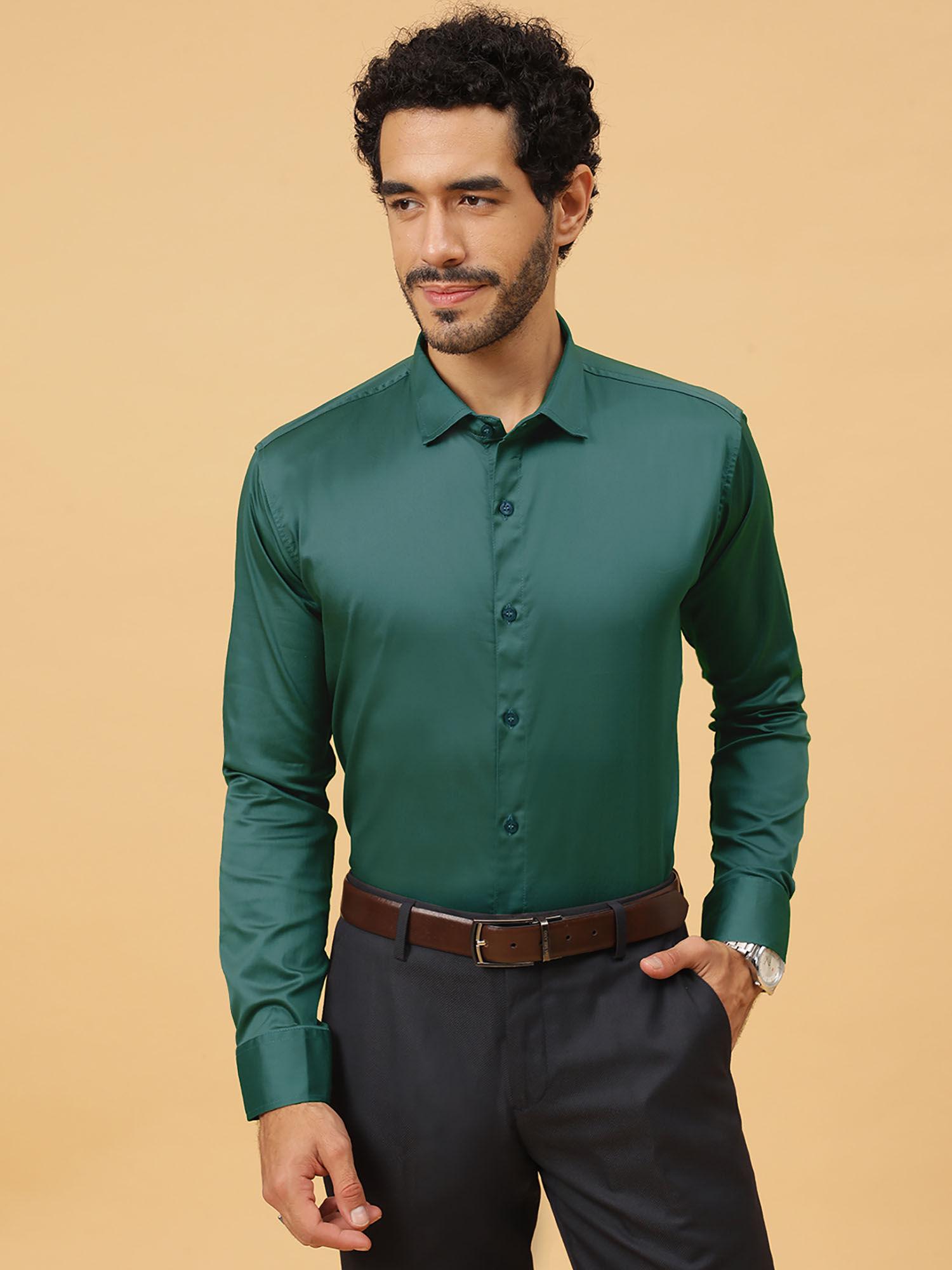 dark teal sustainable egyptian giza cotton party wear formal shirt