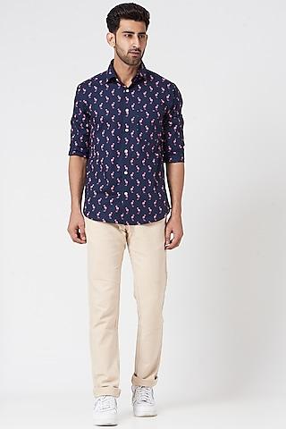 dark blue animal printed shirt