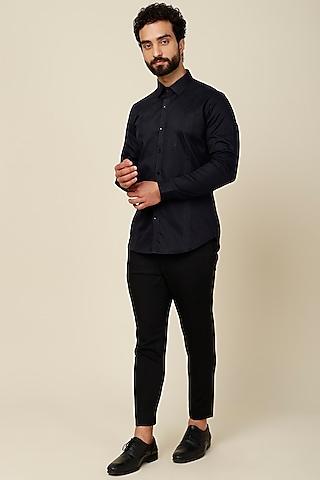 dark blue cotton shirt