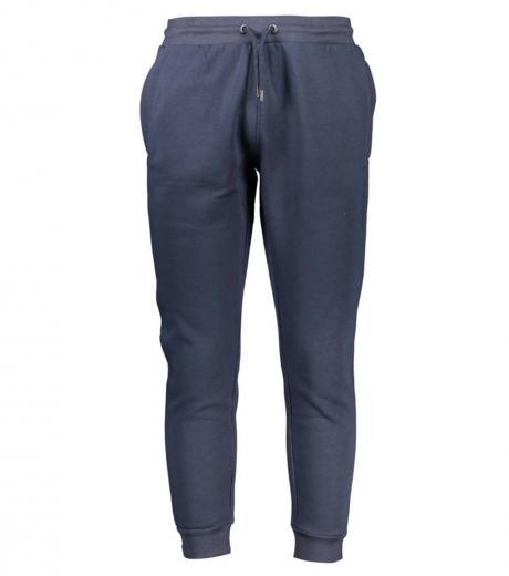 dark blue elastic waist joggers