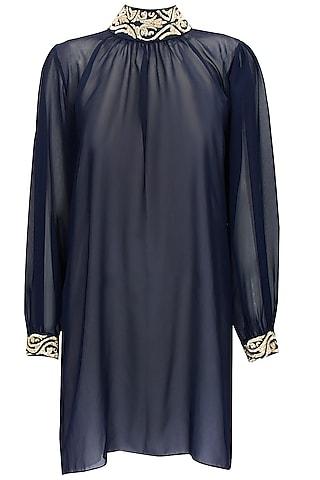 dark blue embroidered tunic