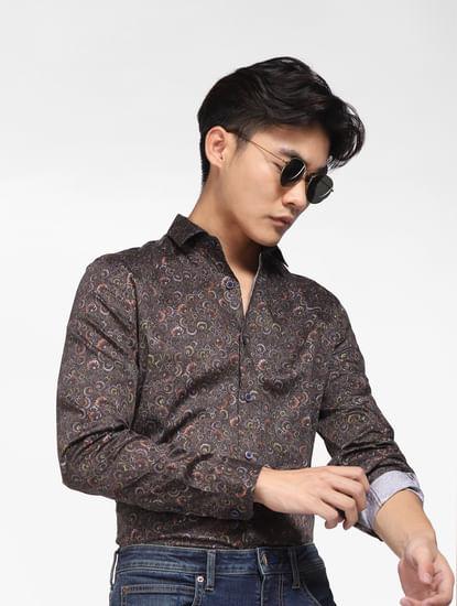 dark blue floral full sleeves shirt