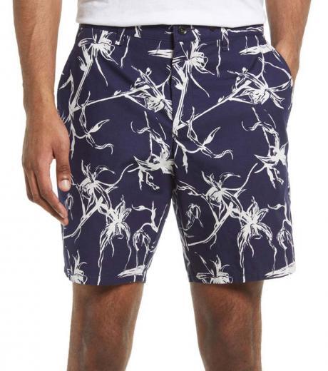 dark blue floral print shorts
