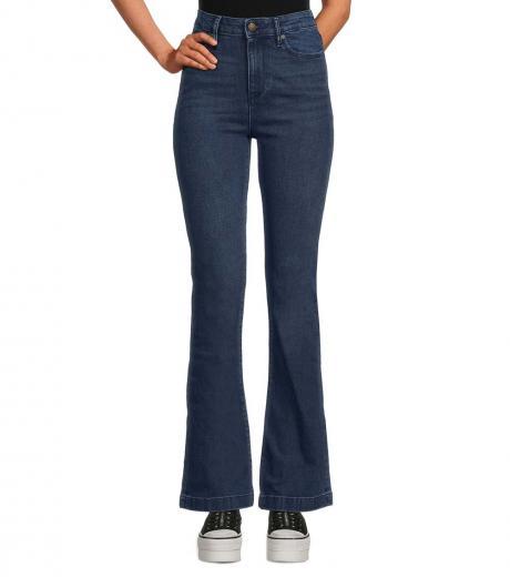 dark blue high rise flare jeans