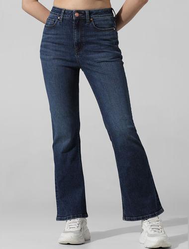 dark blue high rise paola flared jeans