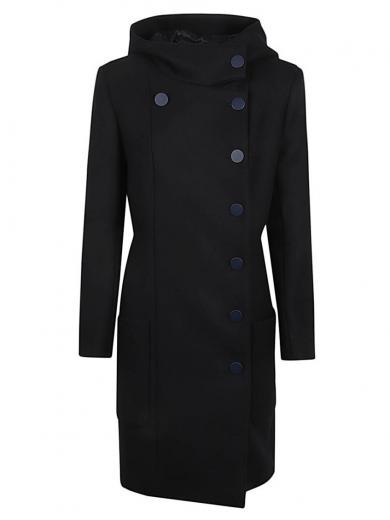 dark blue hooded coat