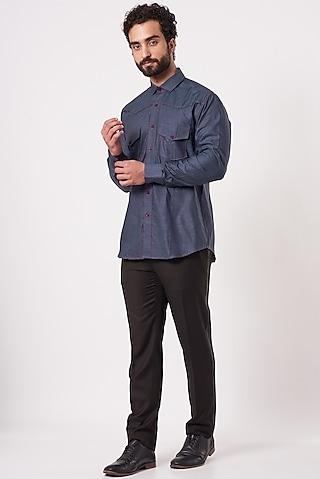 dark blue italian cotton shirt
