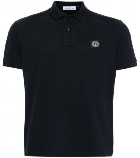 dark blue logo cotton polo shirt