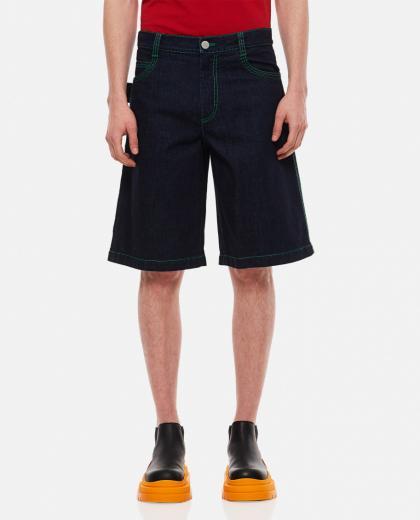 dark blue loose denim shorts