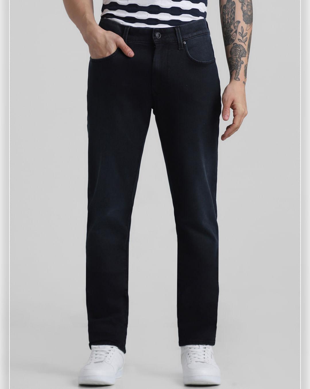 dark blue low rise skinny fit jeans