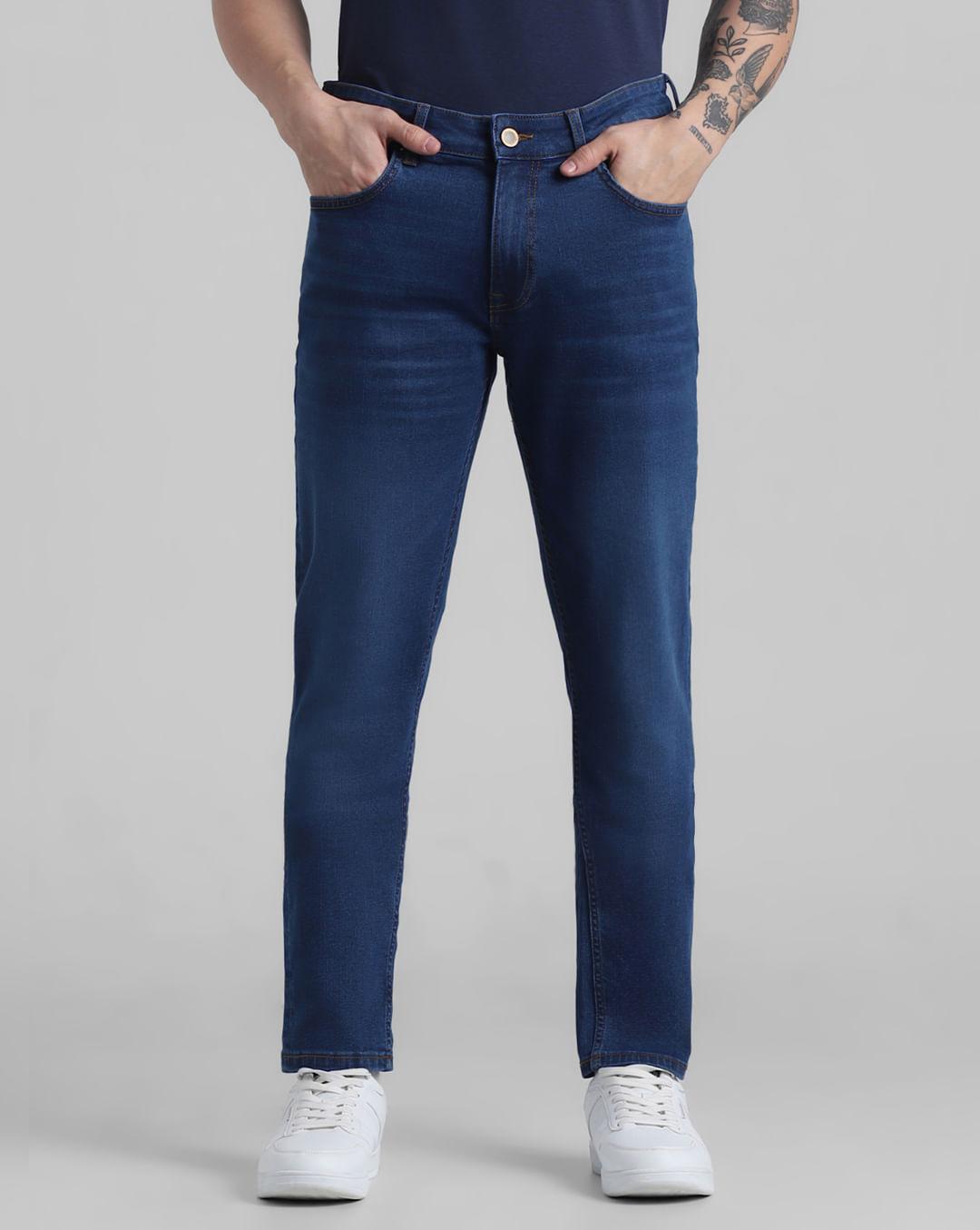 dark blue low rise washed ben skinny jeans