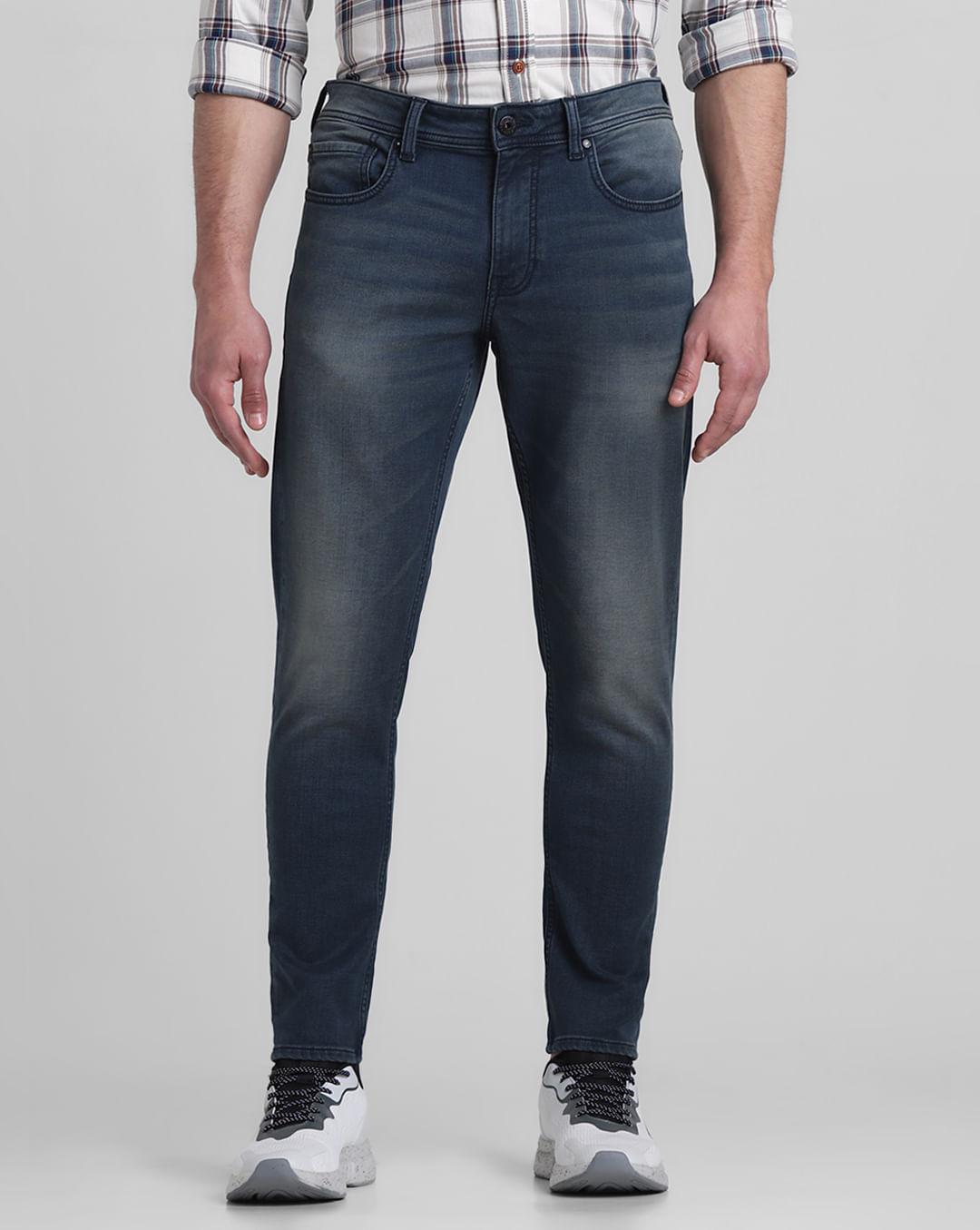 dark blue mid rise brak slim fit jeans
