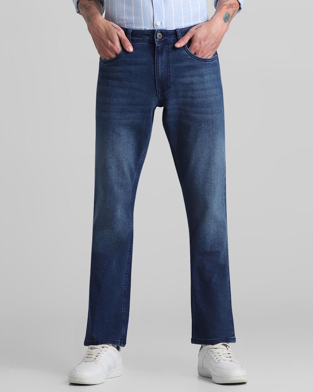 dark blue mid rise clark regular fit jeans