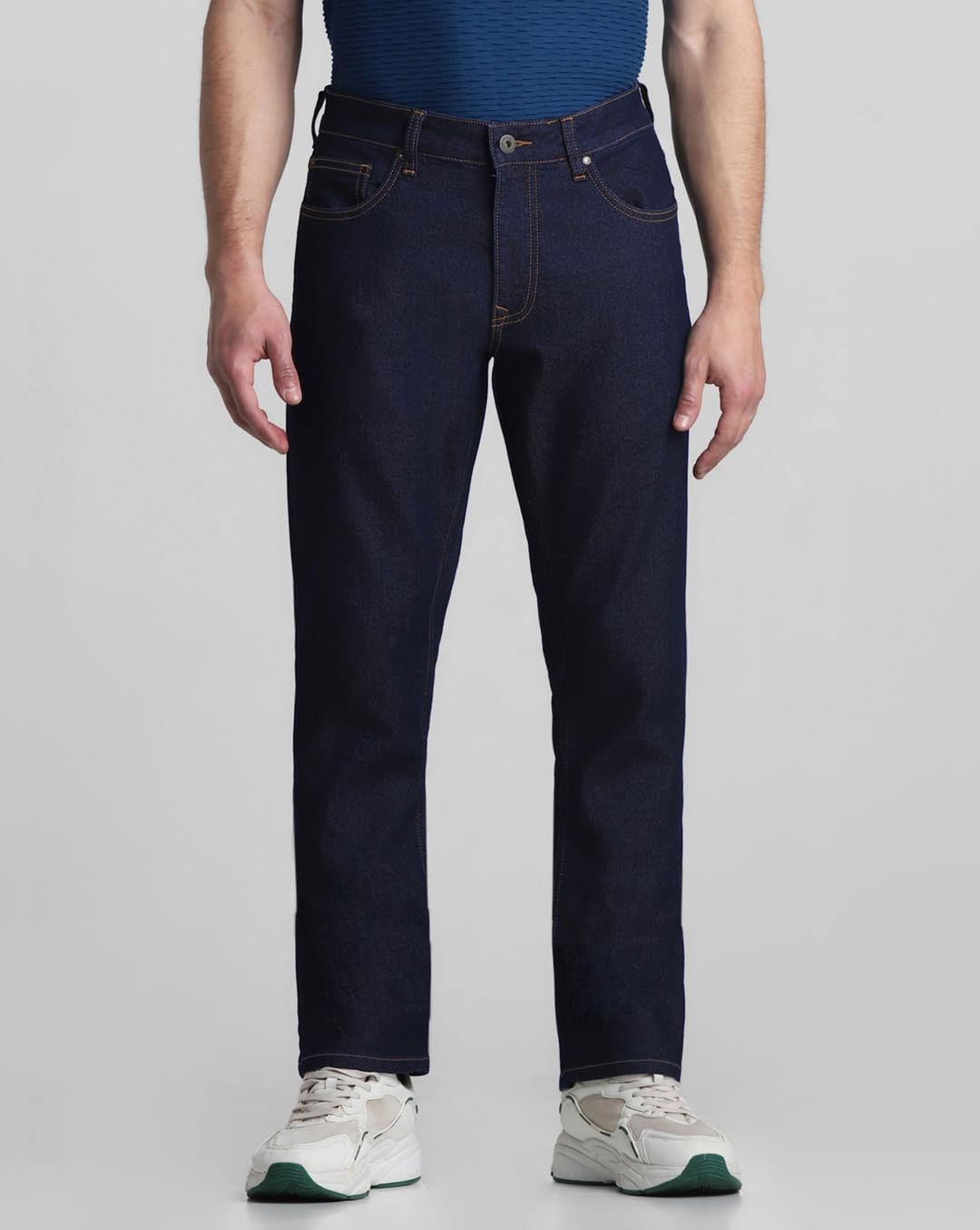 dark blue mid rise clark regular fit jeans