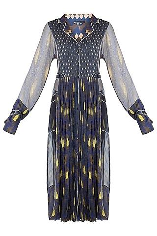 dark blue printed trench cape