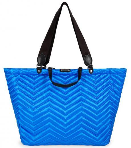 dark blue quilted large tote