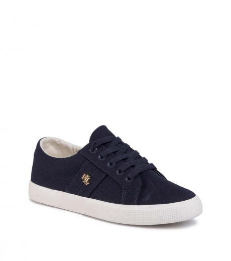 dark blue round toe sneakers