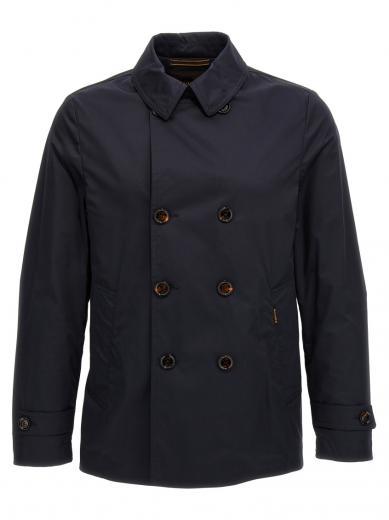 dark blue scarp-arqua-saf trench coat