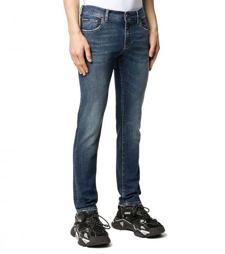 dark blue skinny fit logo jeans