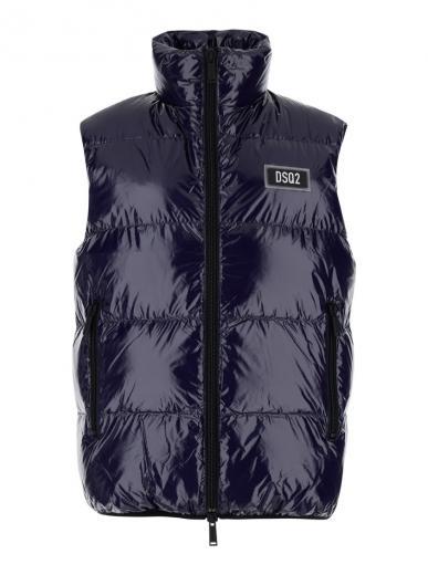 dark blue sleeveless down jacket