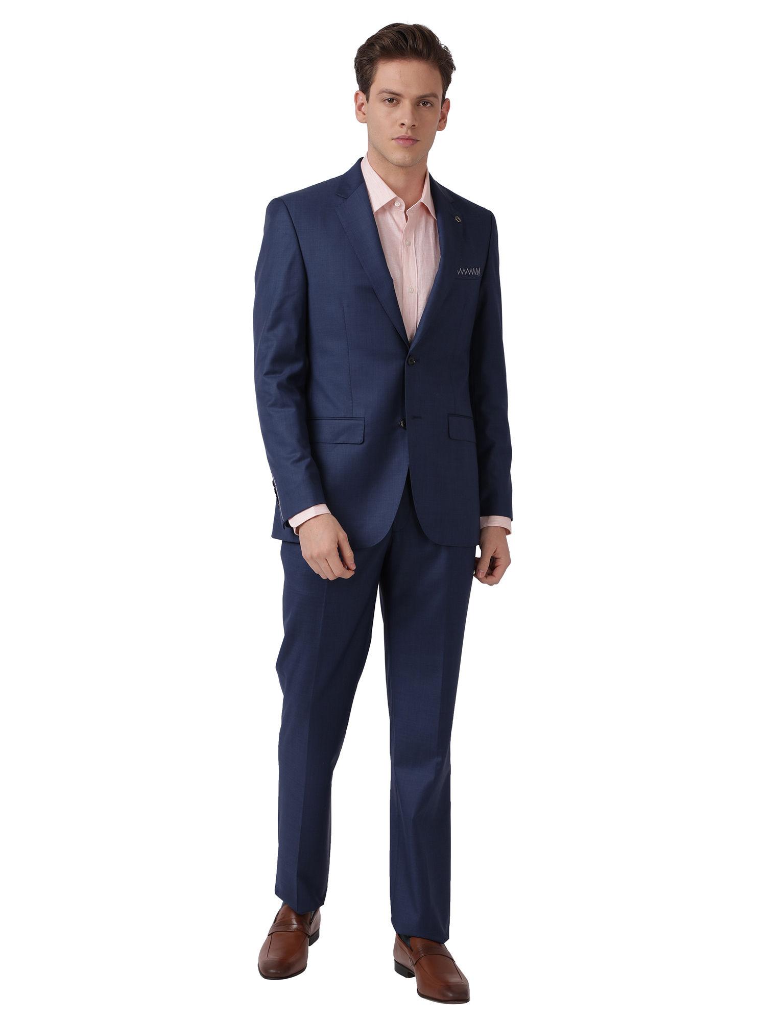 dark blue solid 2-piece suit