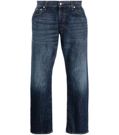 dark blue straight leg denim jeans